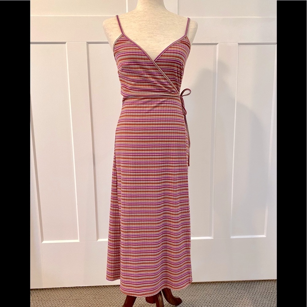 UO Rainbow Striped Wrap Dress